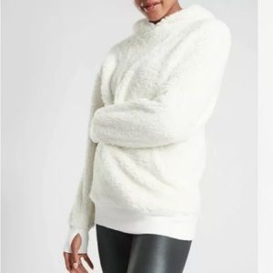 Athleta Reversible Sherpa Solstice Hoodie Sweatshirt Sea Salt S